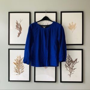 JCrew Linen 3/4 Sleeve Purple-Blue Top Size 0